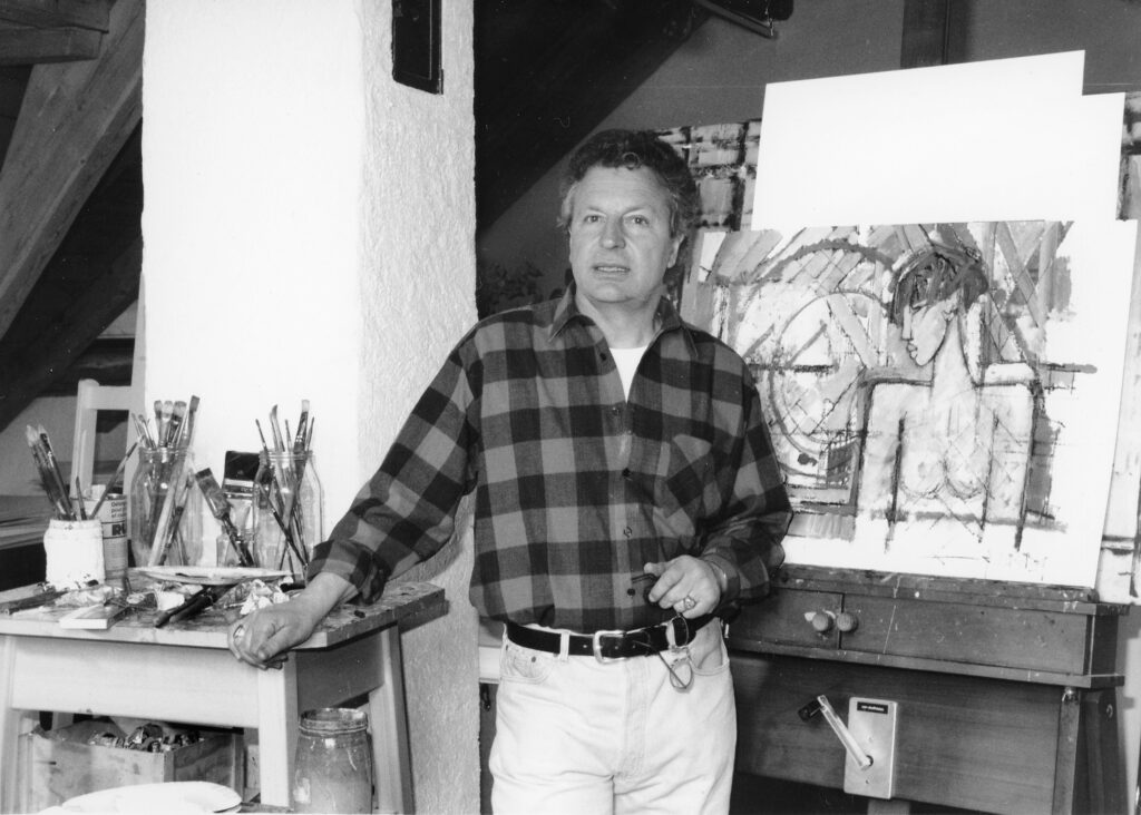 Gl'artist, en giuvens onns, en siu atelier.