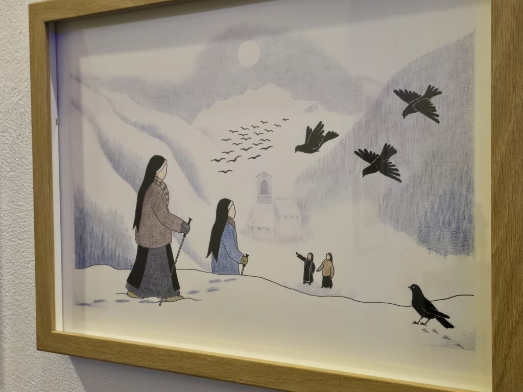 In dils dessegns che sora Pia Willi expona a Falera.