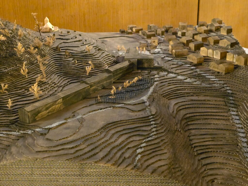 Il model dalla surbaghegiada: Dretg la via cantunala che meina el vitg da Falera.